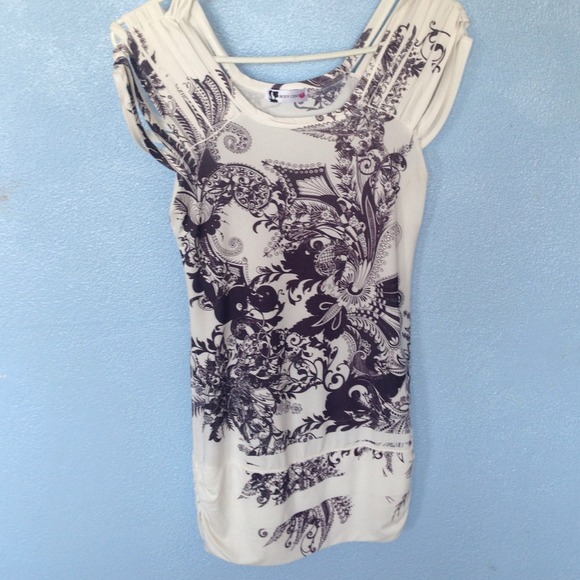 Grayish White shirt with black floral type design
