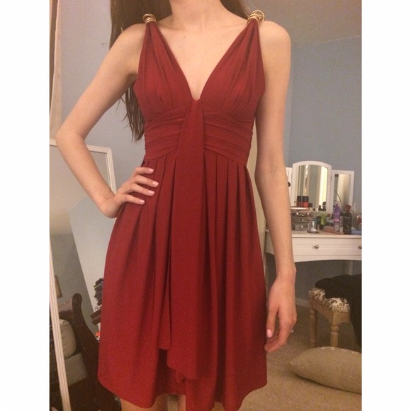 Red Grecian style dress size Small
