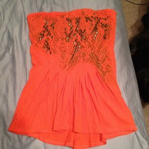Guess Orange Strapless Top