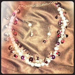 Purple beaded necklace set.
