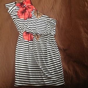 Striped tropical short dress