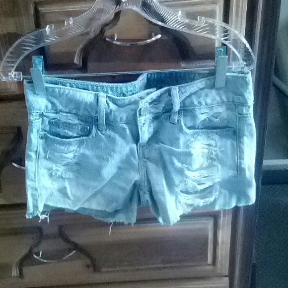 Distressed jean shorts