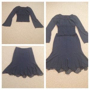 Summer blue top and skirt: matching Express set