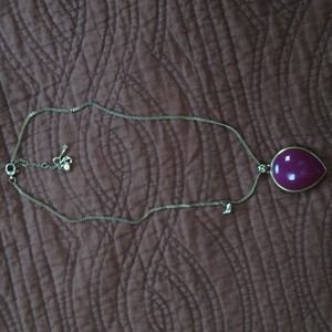 Fossil Gold colored necklace w Purple Stone