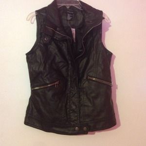 Black leather vest