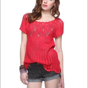 Red Crocheted Top