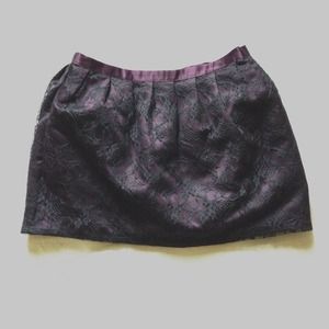 Purple Satin and Black Lace Skirt