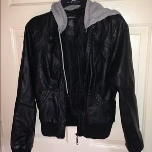 Biker Jacket w/ Gray sweater hood