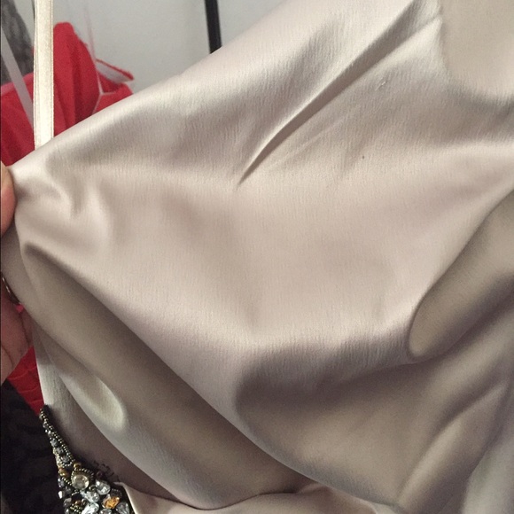 Satin One-Shoulder Bead Embellished Cocktail Dress - Picture 4 of 4