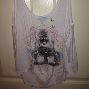 White crop tank top with buddha design