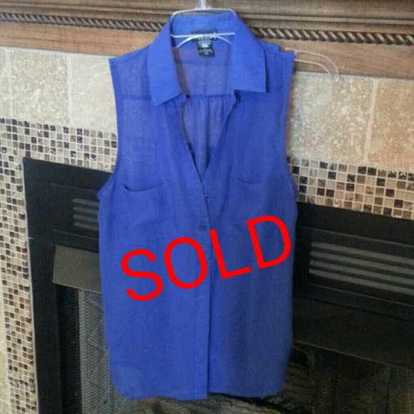 Royal Blue sheer shirt by Wet Seal size large