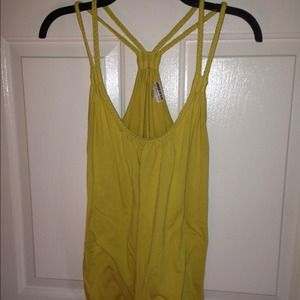 Yellow braid strap tank top