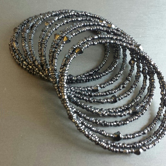 SOLD-Slinky bracelet cuff _ midnight blue color - Picture 2 of 4