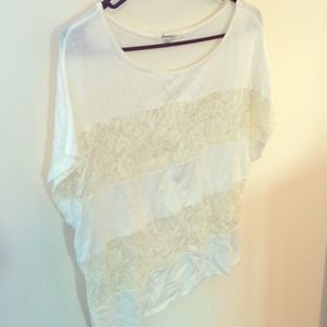 💛SOLD!💛 Forever21 lace and solid stripe shirt