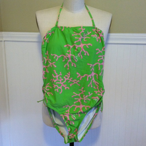 Lilly  Pulitzer NWOT halter bathing suit coral L