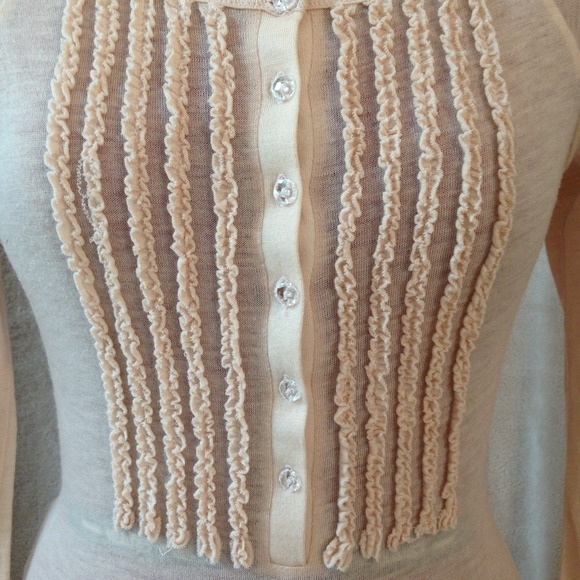 THE LIMITED Sheer Light Pink Ruffle Top - Picture 2 of 3