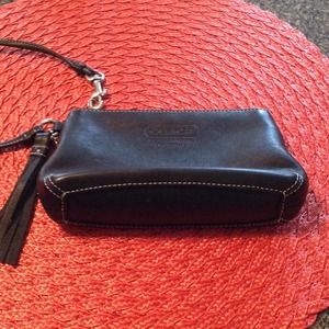 Black leather wristlet