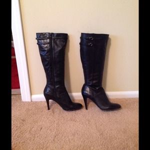 Black leather boots