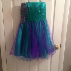 Green and Purple Prom Dress Size 9