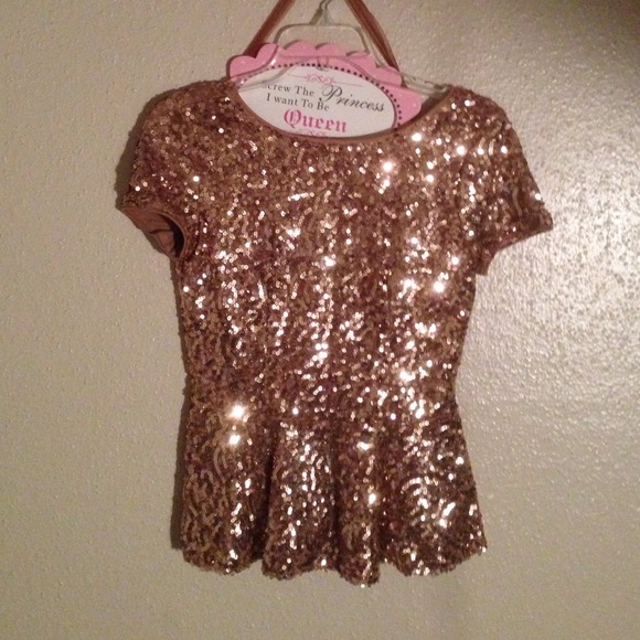 Tops - Gold Sequin Peplum Blouse. Tops - Gold Sequin Peplum Blouse.
