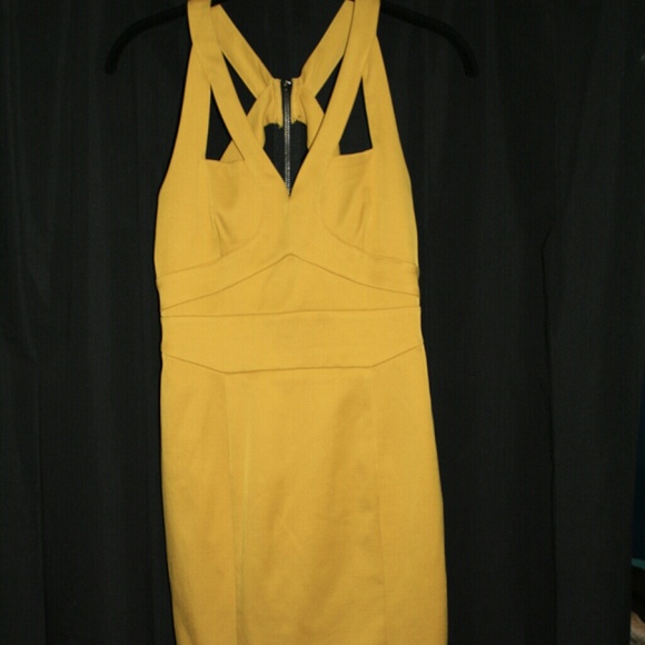 Gold body con dress