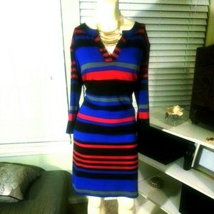Emma Michele 3/4 Sleeve Stripe Dress