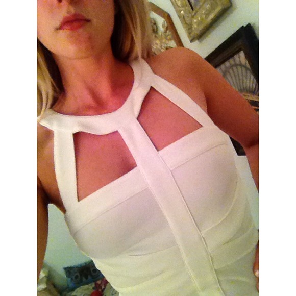 White Cut-Out Party Dress - Picture 2 of 4