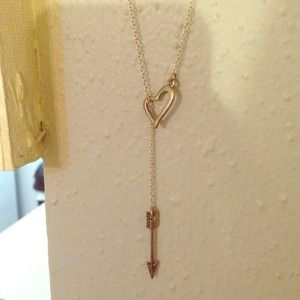 REDUCED Arrow thru heart lariat necklace