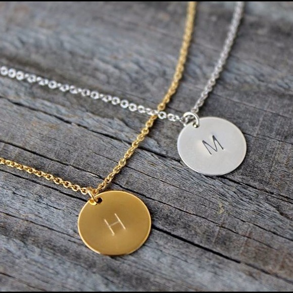 Dainty hand-stamped initial necklace