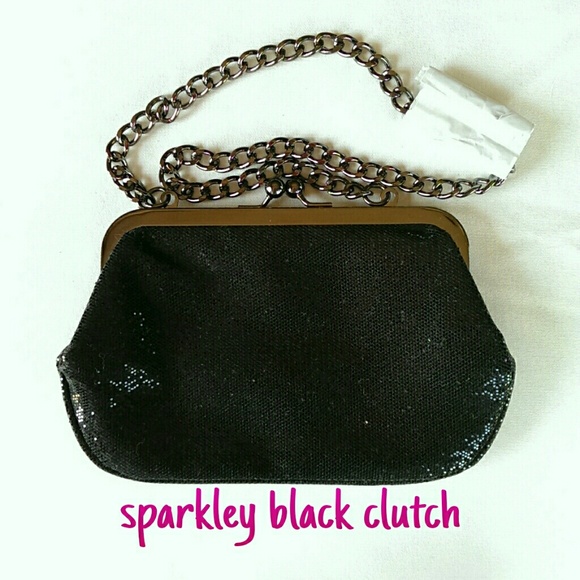 Express sparkly 8 inch black clutch