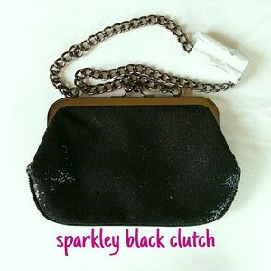 Express sparkly 8 inch black clutch