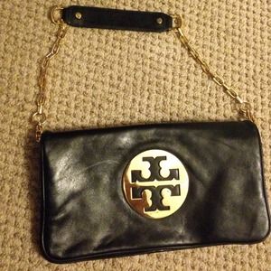 Tory burch clutch black leather