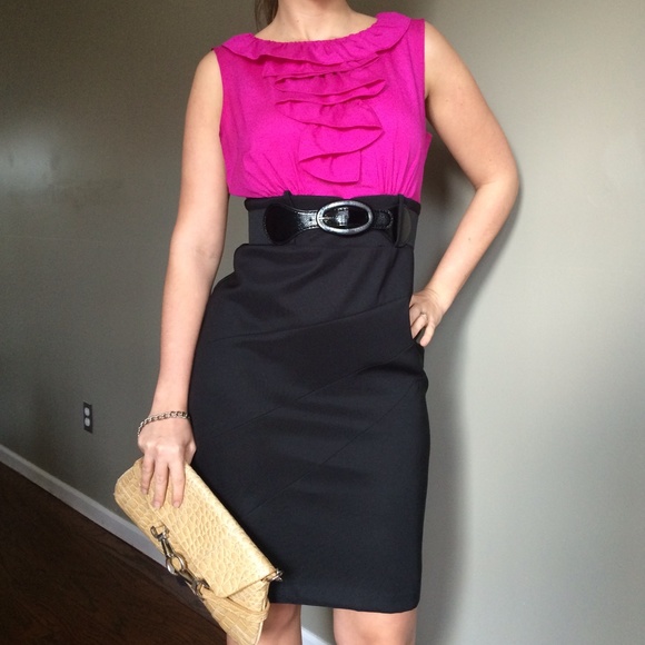 Black & Purple Pencil Skirt Dress