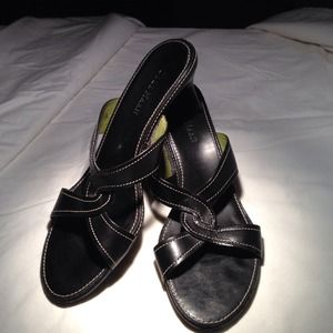 Cole Haan sandals, black leather w/ 2.75 inch heel