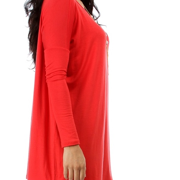 ❤ TUNIC OVERSIZED RED DRESS - Picture 2 of 4