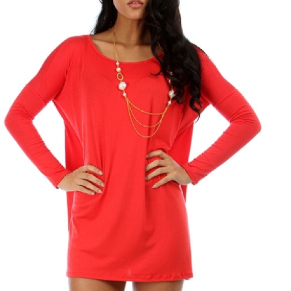 ❤ TUNIC OVERSIZED RED DRESS - Picture 3 of 4