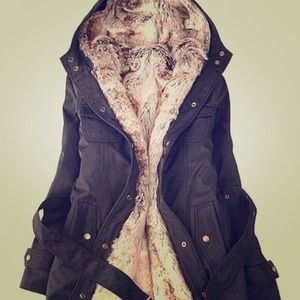 Black fur lined parka