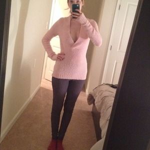 Fuzzy deep V sweater