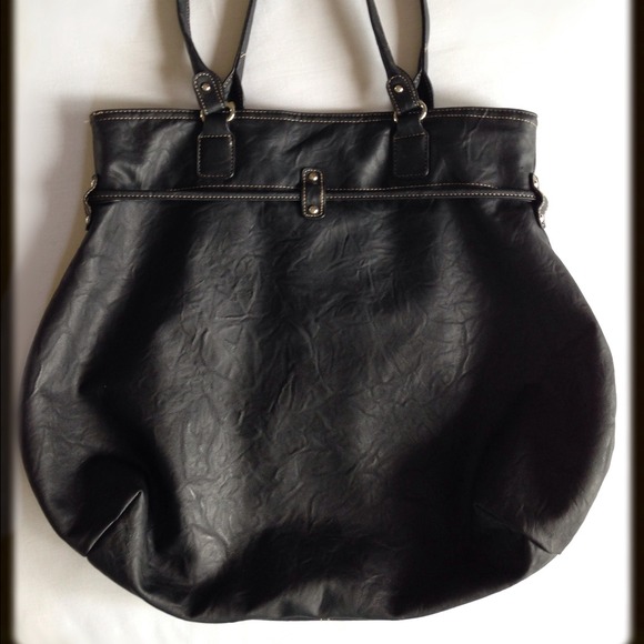 SOLD Black Faux Leather Handbag - Picture 2 of 4