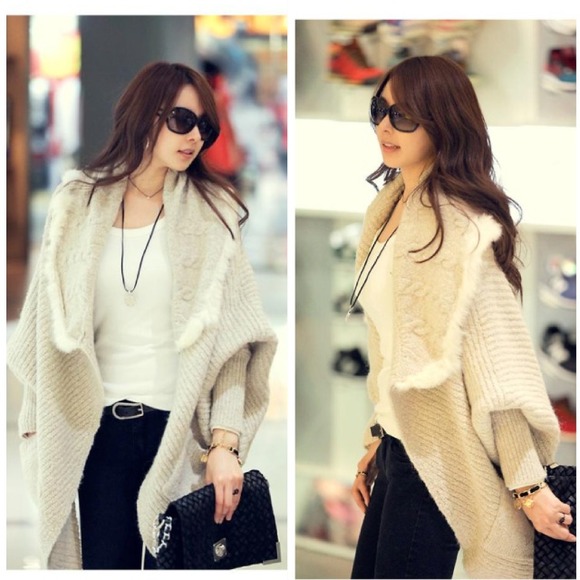 Accessories - Korean style rabbit fur oversized loose sweater