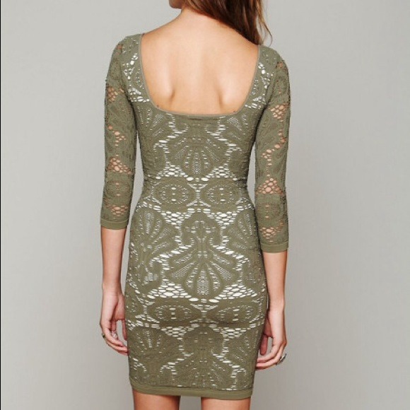 Free people olive green bodycon dress - Picture 3 of 4