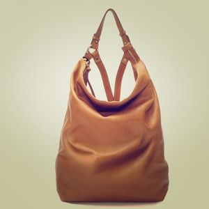Zara Brown Tan Leather Gold Bucket Bag Backpack