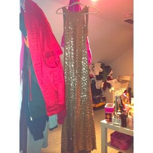 Prom dress gold sequin
