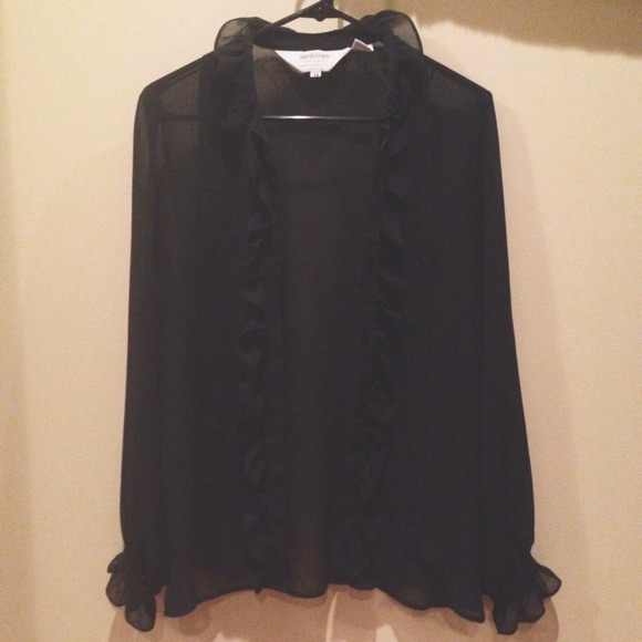 Chiffon Button Up Vintage Nordstrom Ruffle Blouse