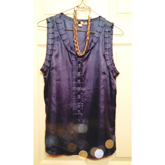 Navy Blue Satin Blouse