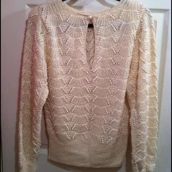 Vintage Open Knit Pearl Sweater - Picture 2 of 4