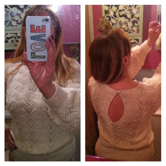 Vintage Open Knit Pearl Sweater - Picture 3 of 4