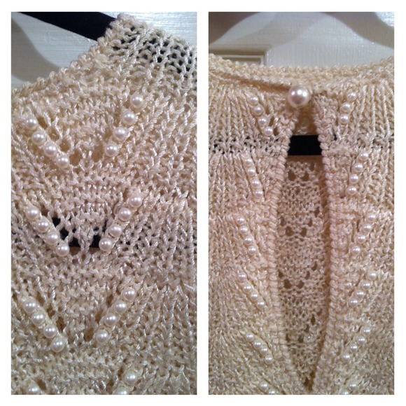 Vintage Open Knit Pearl Sweater - Picture 4 of 4