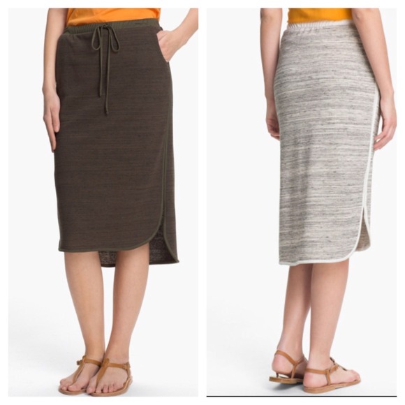 Bobeau Nordstrom Drawstring Skirt Large Army Green