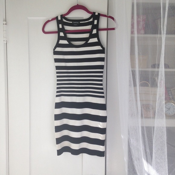 Bebe Navy & White Striped Dress